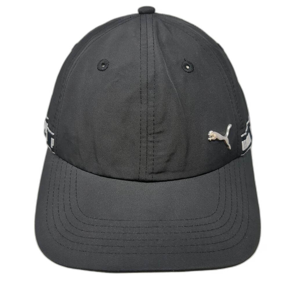 Puma Baseball Cap Black One Size Cat Logo Script Band Slideback Performance Hat